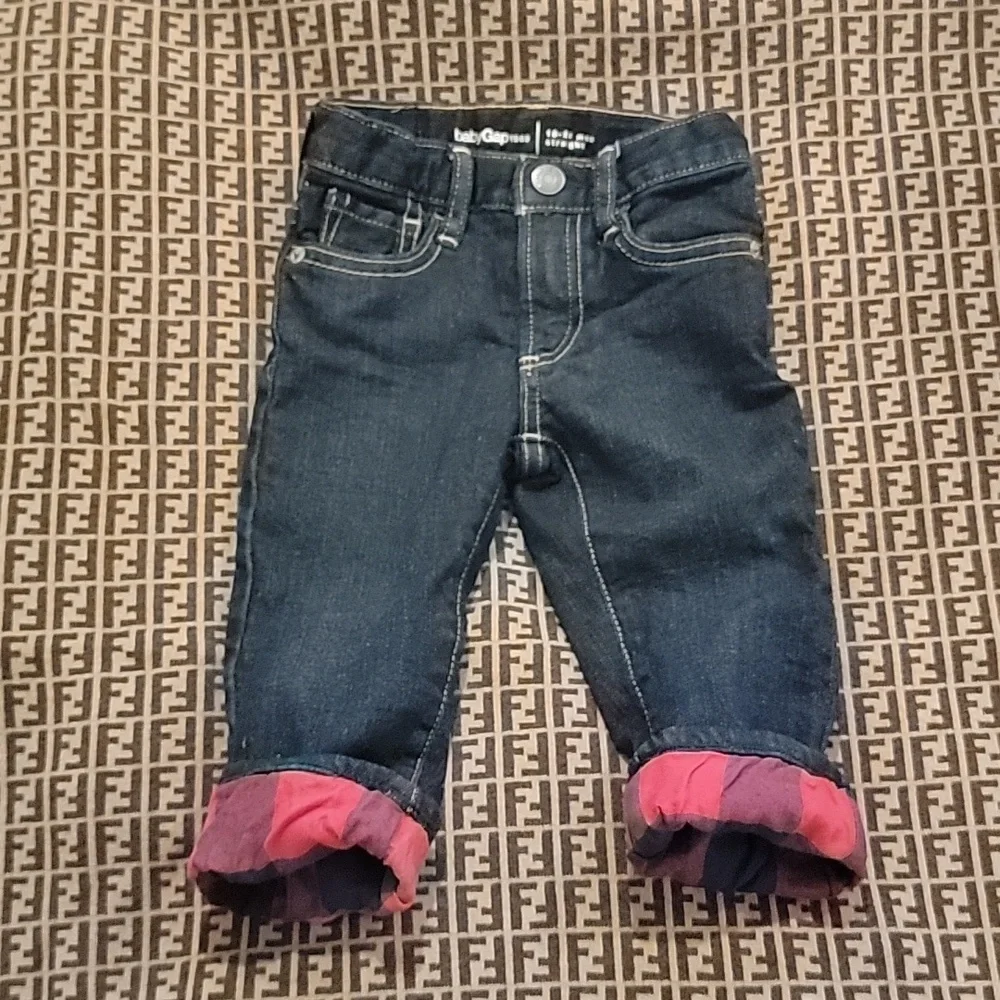 Gap Jeans Buffalo Plaid Flannel Lined Toddler Size 18- 24 months blue jeans pant